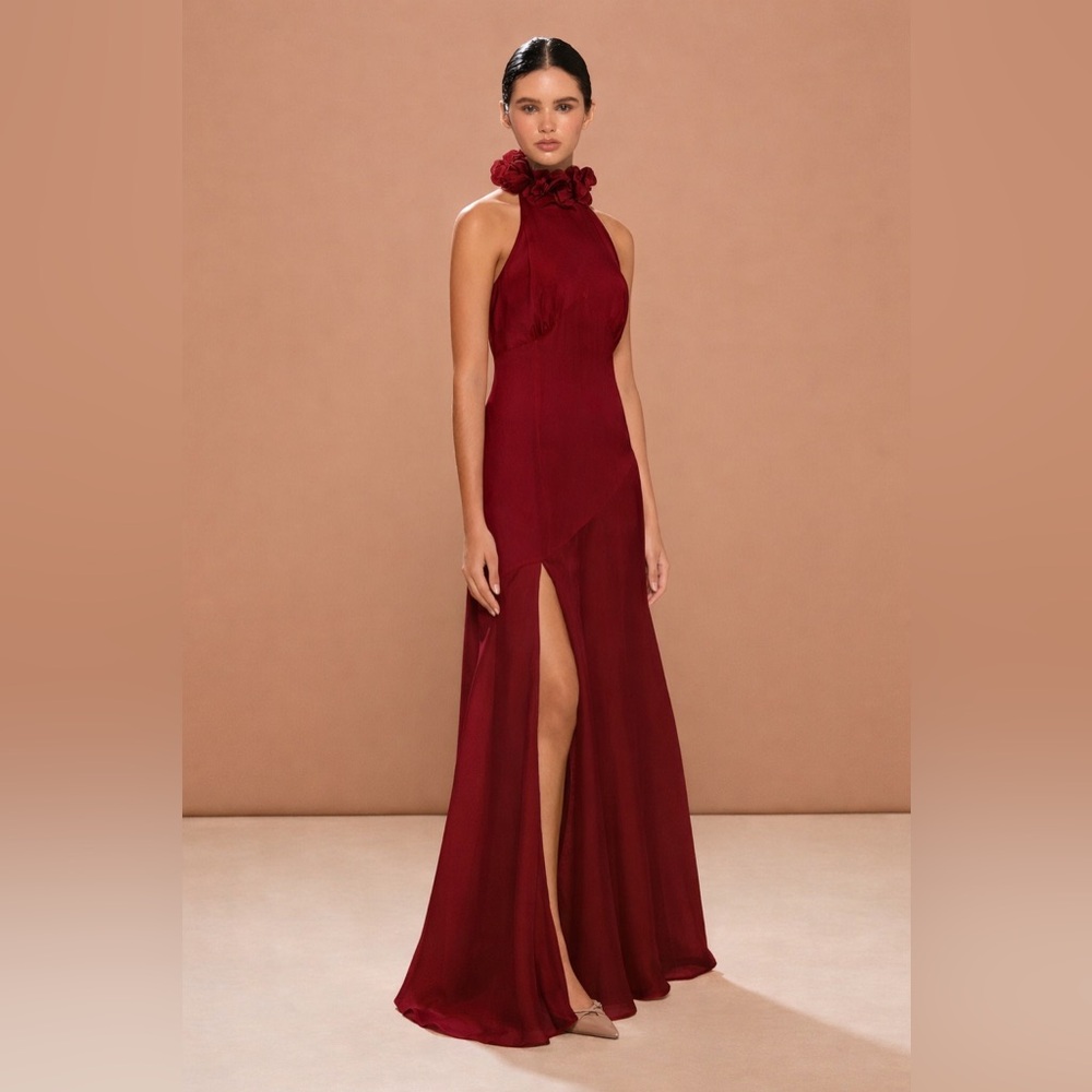 Sonya Moda Noelle gown Maxi Dress Burgundy Wedding Guest Cocktail size S NWT